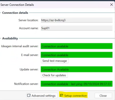 Setup Connection Button